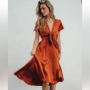 BALTIC BORN Poppy Satin Midi Dress, size S